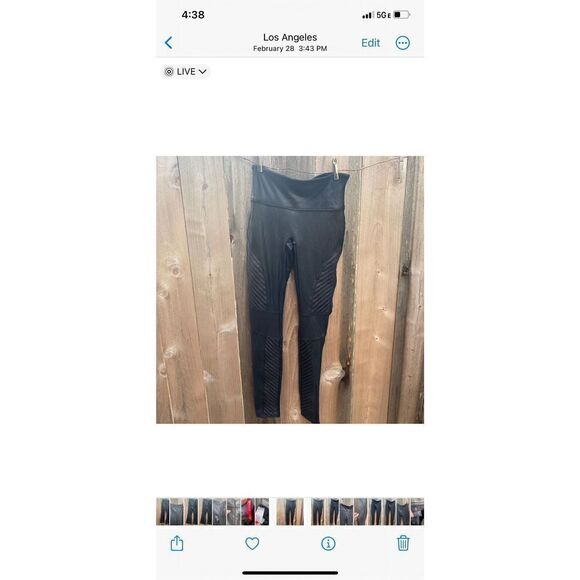 SPANX Faux Leather Moto Leggings in black size small - Picture 4 of 12